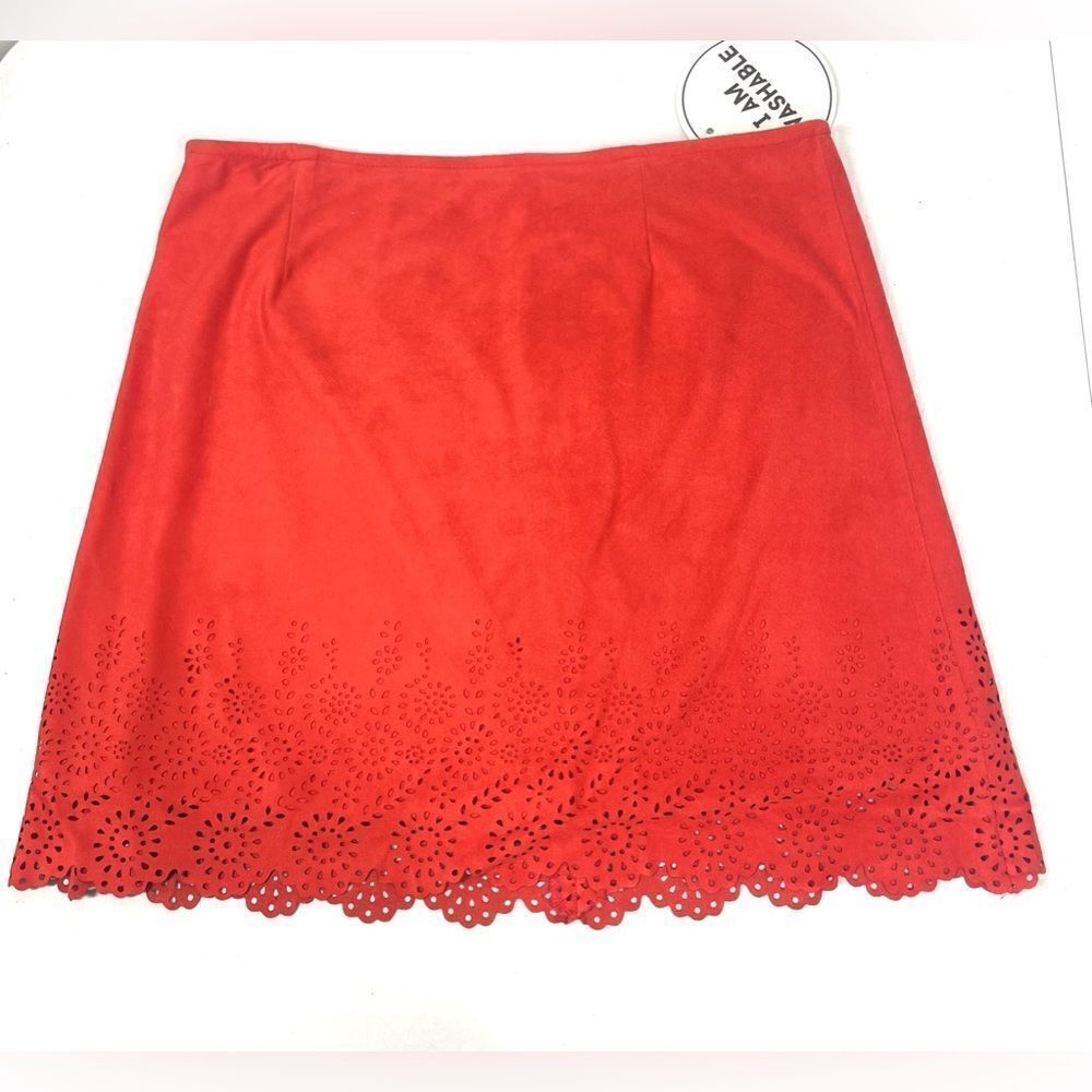 Super Soft Washable Suede Dark Orange Mini Skirt Size Small ~ 28” X 15” NWT